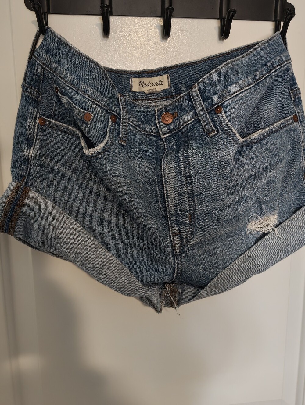 Madewell Distressed Blue Rolled-Cuff Denim Shorts